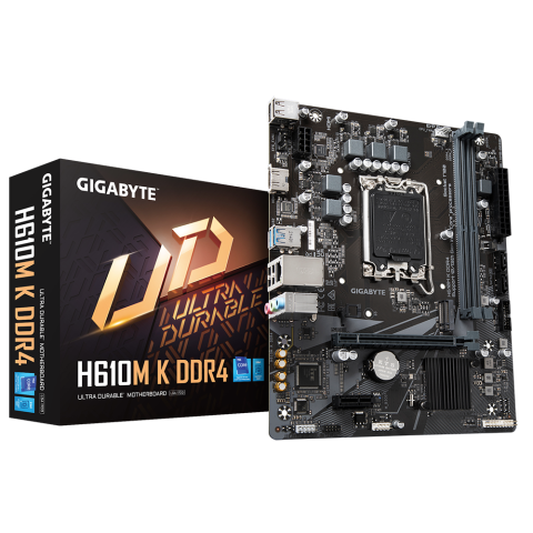 Placi de baza - GIGABYTE H610M K DDR4 Motherboard - Supports Intel Core 14th Gen CPUs, 3+1+1 Phases Hybrid Power Design, up to 3200MHz DDR4, 1xPCIe 3.0 M.2, GbE LAN, USB 3.2 Gen 1