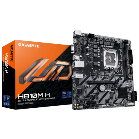 Placi de baza - GIGABYTE H810M H Motherboard - Intel Core Ultra (Series 2) CPUs, 4+1+2 Phases VRM, up to 6400MHz DDR5, 1xPCIe 4.0 M.2, 1GbE LAN, USB 3.2 Gen 1