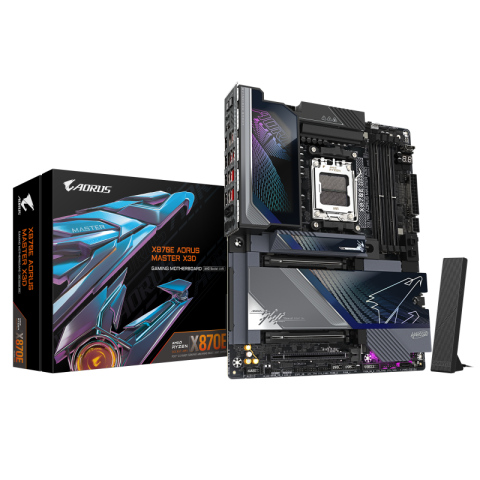 Placi de baza - GIGABYTE X870E AORUS MASTER X3D Motherboard - Supports AMD Ryzen 9000 CPUs, 18+2+2 Phases Digital VRM, up to 9000Hz DDR5 (OC), 2xPCIe 5.0 + 3xPCIe 4.0, Wi-Fi 7, 10GbE LAN, USB 4