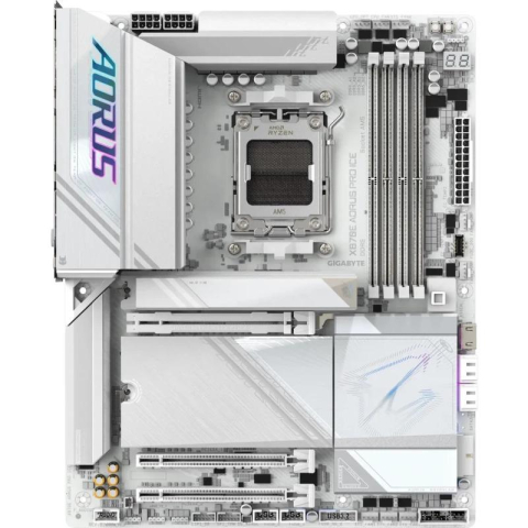 GIGABYTE X870E AORUS PRO ICE Motherboard - Supports AMD Ryzen 9000 CPUs, 16+2+2 Phases Digital VRM, up to 8000MHz DDR5 (OC), 3xPCIe 5.0 + 1xPCIe 4.0, Wi-Fi 7, 2.5GbE LAN, USB 4 [1]