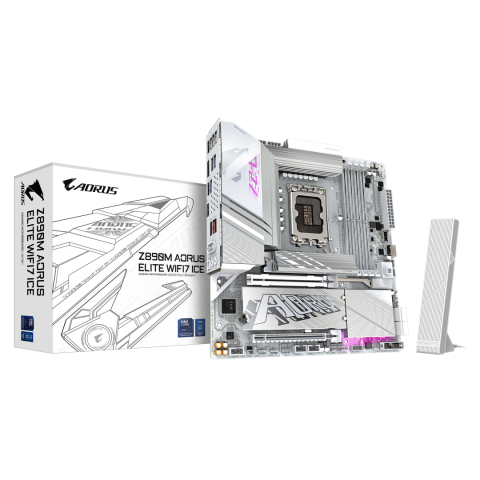Placi de baza - GIGABYTE Z890M AORUS ELITE WIFI7 ICE Motherboard - Supports Intel Core Ultra (Series 2) CPUs, 12+1+2 phases VRM, up to 8800MHz DDR5 (OC), 1xPCIe 5.0 + 2xPCIe 4.0, Wi-Fi 7, 2.5GbE LAN, USB 4