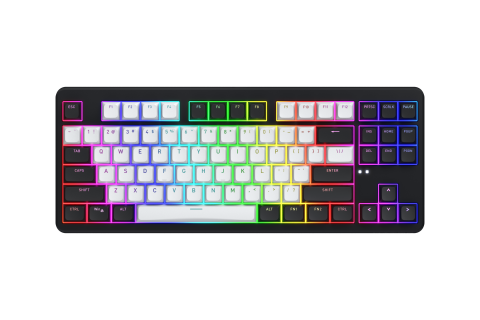 PC, Periferice & Software - HATOR Rockfall 3 TKL Wireless, black, QMK/VIA, OMA profile white-black keycaps Keyboard - linear mechanical hotswap switches - US - ANSI Layout (HTK850)