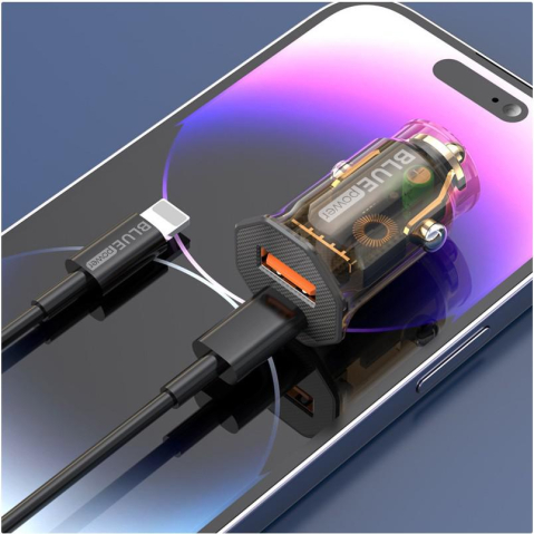 Incarcator auto BLUE Power BCC50 33W/3A 1xUSB-A & 1xUSB-C Black + Cable USB-C to USB-C Black [2]