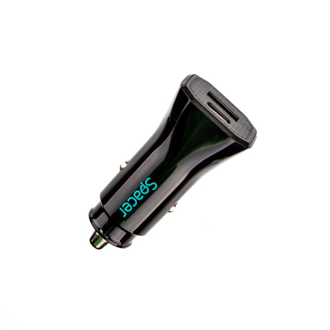 Incarcatoare telefoane - Incarcator auto Spacer Fast Charge 12W, 5V/2.4A max, putere 12W, 1 x USB + 1 x USB Type-C, pt. bricheta auto, negru