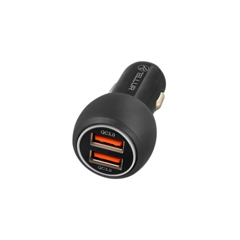 Incarcatoare telefoane - Incarcator auto Tellur FCC8, 6A, 36W (QC 3.0 + QC 3.0), negru