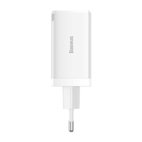 Incarcator retea Baseus GaN5 PRO, Quick Charge 65W, 2 porturi USB PD, 1 port USB Quick Charge, include cablu USB -C la USB-C de 100W, lungime 1m, alb [2]