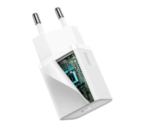 INCARCATOR retea Baseus Super Si, Quick Charge 20W, 1 x USB Type-C 5V/3A, alb [2]