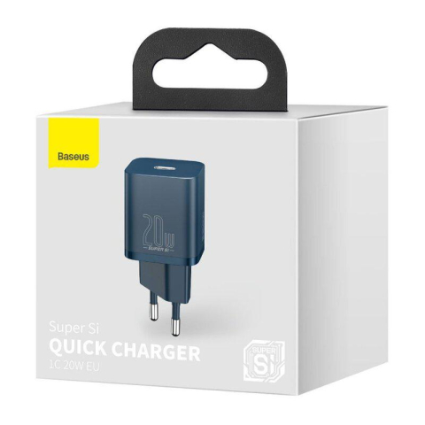 Incarcator retea Baseus Super Si, Quick Charge 20W, 1 x USB Type-C 5V/3A, albastru [3]