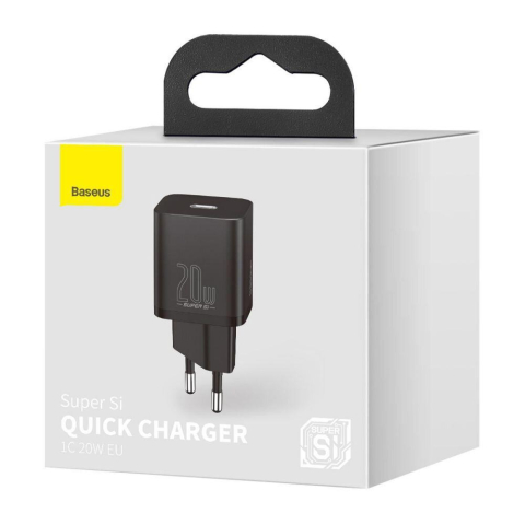 INCARCATOR retea Baseus Super Si, Quick Charge 20W, 1 x USB Type-C 5V/3A max, negru [3]