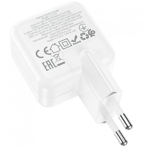 Incarcator retea BLUE Power BC111A 30W/3A  1xUSB-A & 1xUSB-C White [1]