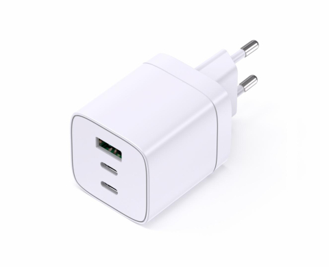 INCARCATOR SERIOUX 65W 2xUSB-C & USB-A de perete, Ieșire USB-C: C1 și C2: 5V/3A, 9V/3A, 12V/3A, 15V/3A, 20V/3,25A (65W) PPS: 5-11V/5A, (55W), A1: 5V/4,5A, 9V/3A, 12V/2,5A, 20V/1,5A(30W) C1+C2: 45W+20W (max. 65W), C1+A1: 45W+18W (max. 63W ) C2+A1: 7,5W+7,5W (max. 15W), C1+C2+A1: 45W+7,5W+7,5Wmax. 60W [3]