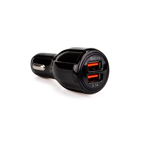 Incarcatorauto SPACER 33W total max, 2 x USB (1 x USB QC 3.0 18W & 1 x USB 15W), pt. bricheta auto, negru [1]
