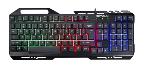 Kit Gaming Serioux Tobis 3 in 1, Tastatura de gaming, 104 taste, 7 taste Anti-ghosting, design slim, iluminare rainbow, structura metalica + taste negre, suport telefon, cablu USB 1.5M PVC, plug and play, Mouse gaming, senzor Sunplus 192, 1000-6400 DPI, switch HUANO, pana la 20 milioane de [5]