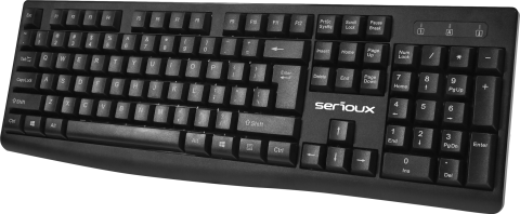Kit Serioux cu fir, Tastatura: interfata USB, 104 taste, material ABS, US layout, lungime cablu 1.5m PVC,  dimensiuni 440*159*25mm, negru, Mouse: interfata USB, 4 butoane, polling rate 125 Hz, rezolutie DPI 1000, lungime cablu 1.5m PVC, dimensiuni 109*61*37mm, negru [3]