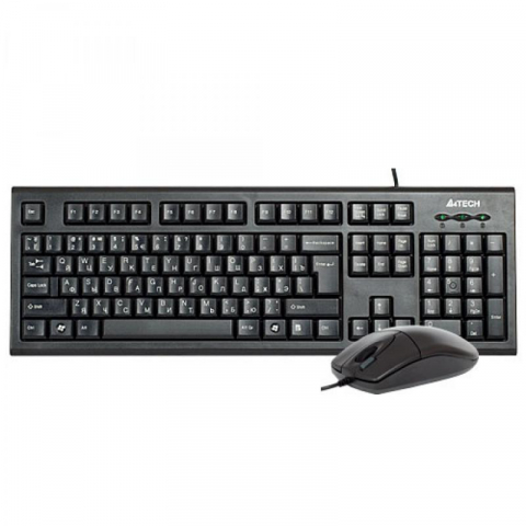 PC, Periferice & Software - Kit tastatura + mouse A4tech KR-8520D, cu fir, negru