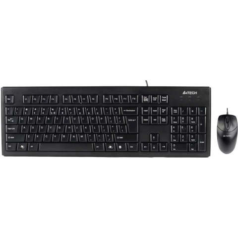 PC, Periferice & Software - Kit tastatura + mouse A4tech KRS-8372, cu fir, negru