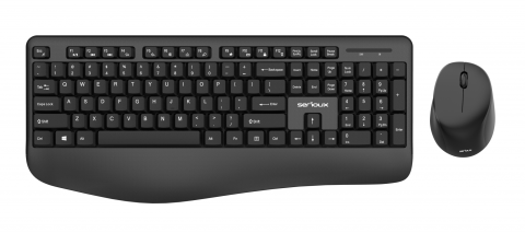 Kit Tastatura Mouse - Kit tastatura + mouse Serioux NK9810WR, wireless 2.4GHz, US layout, multimedia, mouse optic 1200dpi, negru, USB, nano receiver