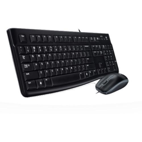 Kit Tastatura Mouse - Kit Wired tastatura si mouse Logitech Desktop MK120, taste numerice, Negru