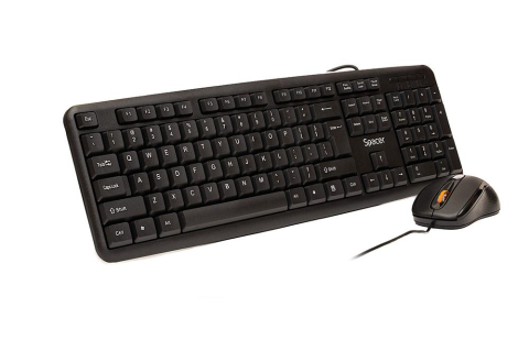 Kit Tastatura Mouse - Kit Wired tastatura si mouse SPACER SPDS-S6201, taste numerice, Negru