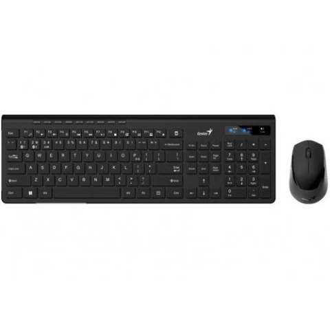 Kit wireless Genius, tastatura wireless 104 taste (multimedia) + mouse wireless 1200dpi, 3 butoane, BT 5.3 + 2.4G, interfata USB, negru [1]