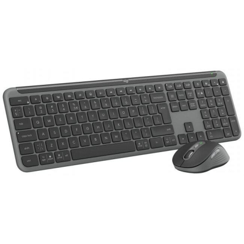 Kit Tastatura Mouse - Kit wireless tastatura si mouse Logitech MK950 Signature Slim Combo, taste numerice, gri