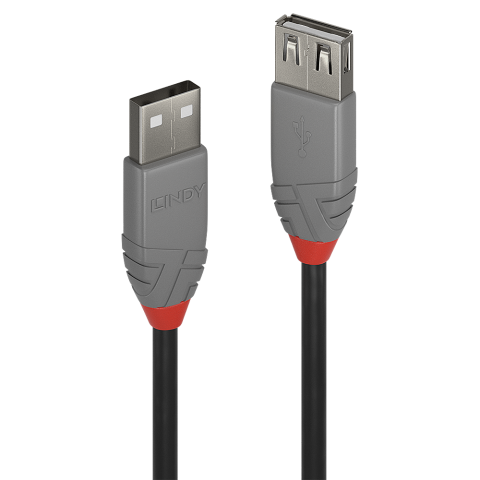 Cabluri periferice - Lindy Cablu USB 2.0 Ext. USB 2m, latime de banda 480Mbps, Anthra