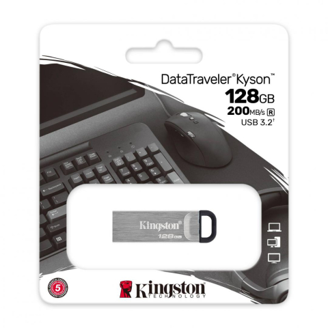 Memorie USB Kingston DataTraveler Kyson 128GB, USB 3.2, Argintiu [2]