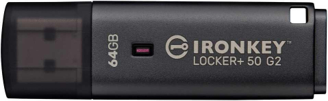 Memorii USB - Memorie USB Kingston IronKey Locker+ 50 G2 64 GB, USB Type-A, Negru