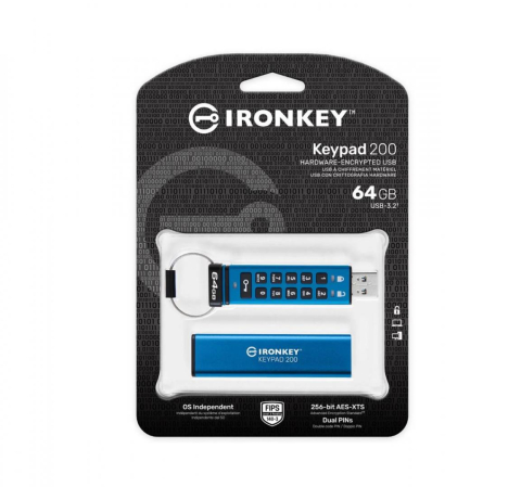 Memorie USB Kingston Keypad 200 64GB, USB 3.2, Albastru [3]