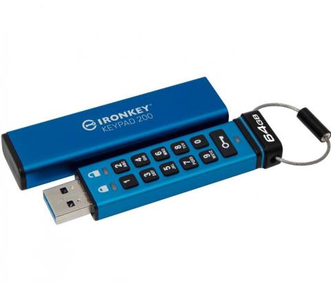Memorie USB Kingston Keypad 200 64GB, USB 3.2, Albastru [2]