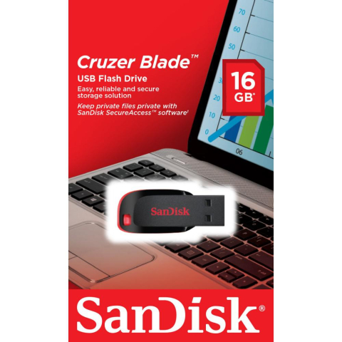 Memorii USB - Memorie USB SANDISK Cruzer Blade 16 GB, USB 2.0, Negru