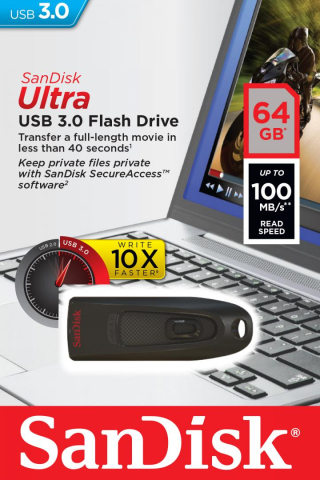 Memorie USB SanDisk Ultra 64 GB, USB 3.0, Negru [1]