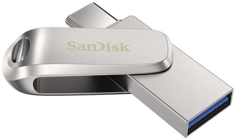 Memorii USB - Memorie USB SanDisk Ultra Dual Drive Luxe 128 GB, USB Type-C, Metallic