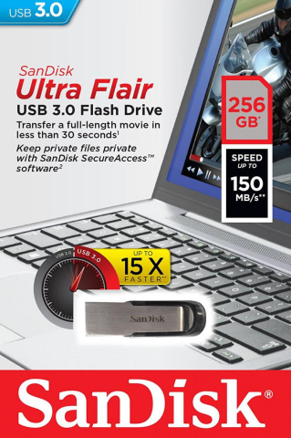 Memorie USB SanDisk Ultra Flair 256 GB, USB 3.0, Negru [1]