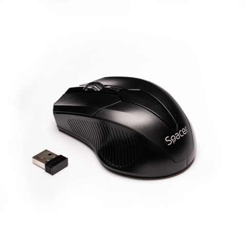 Mouse - MOUSE Spacer, PC sau NB, fara fir, USB 2.4 GHz, optic, 1600 dpi, butoane/scroll 3/1, negru, SPMO-W02