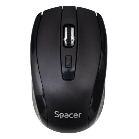 Mouse Spacer PC sau NB, wireless, 2.4GHz, optic, max.1600 dpi, butoane/scroll 4/1, rezolutie selectabila, buton ON/OFF, 2 baterii AAA incluse, negru, [1]