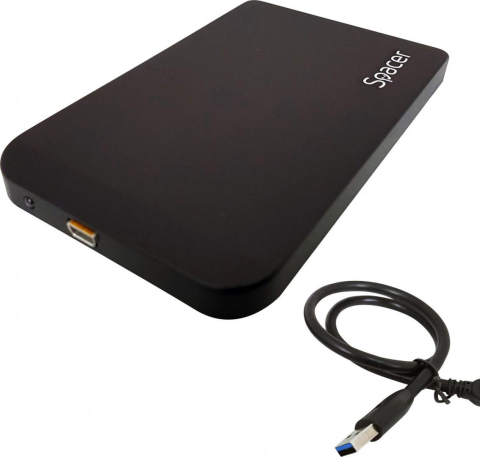 RACK extern SPACER, pt HDD/SSD, 2.5 inch, SATA, interfata PC USB 3.0, Husa piele sintetitca, aluminiu, negru [1]