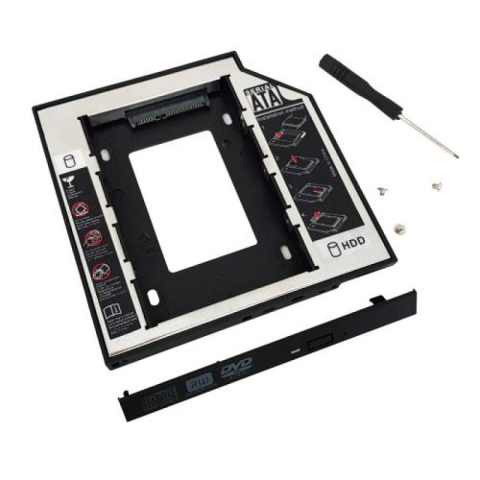 Hard Disk-uri externe - Rack intern SPACER, tip caddy 12.7mm, 5.25 inch la 2.5 inch, S-ATA, interfata PC S-ATA, metal, negru