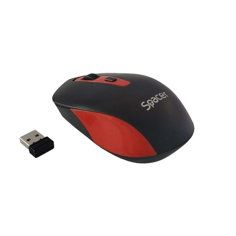 Mouse - SPACER SPMO-WS01-BKRD mouse Universal Ambidextrous RF Wireless Optical 1600 DPI
