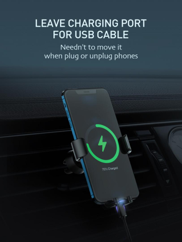 Suport auto telefon Gravity Serioux CH03, Material: ABS+ aluminium, mod de instalare: tip cataramă, poziție de fixare: aerisire, culoare: negru, potrivit pentru: telefon mobil [7]