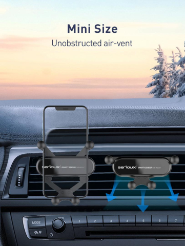 Suport auto telefon Gravity Serioux CH04,  Material: ABS, Mod de instalare: tip cataramă, poziție fixă: aerisire, culoare: negru, potrivit pentru: telefon mobil [3]