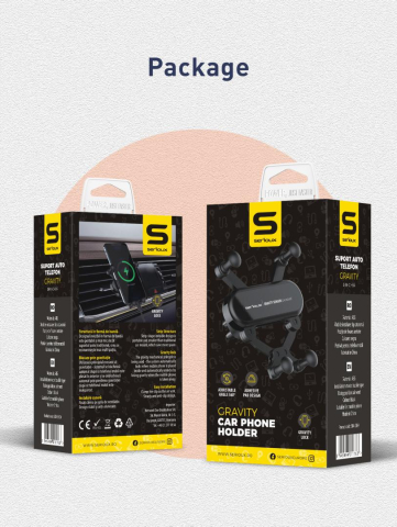Suport auto telefon Gravity Serioux CH04,  Material: ABS, Mod de instalare: tip cataramă, poziție fixă: aerisire, culoare: negru, potrivit pentru: telefon mobil [14]