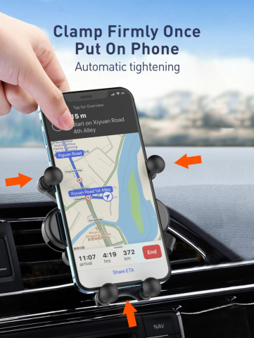 Suport auto telefon Gravity Serioux CH04,  Material: ABS, Mod de instalare: tip cataramă, poziție fixă: aerisire, culoare: negru, potrivit pentru: telefon mobil [6]