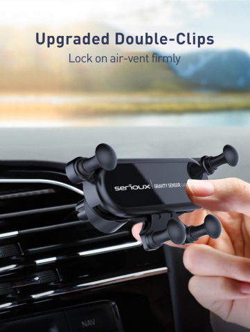 Suport auto telefon Gravity Serioux CH04,  Material: ABS, Mod de instalare: tip cataramă, poziție fixă: aerisire, culoare: negru, potrivit pentru: telefon mobil [9]