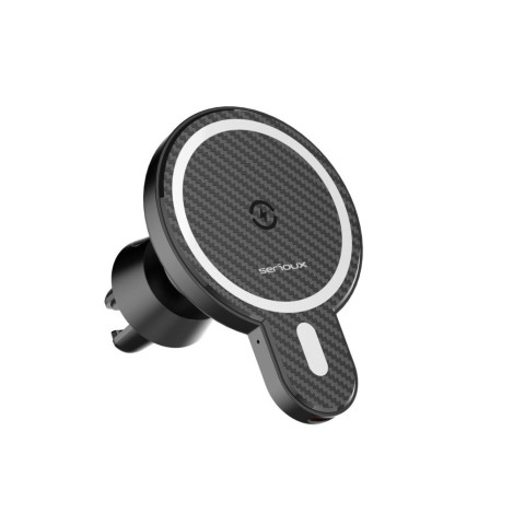 Alte Accesorii Telefoane - Suport Auto Telefon Serioux, cu incarcare Wireless 15W, compatibil MagSafe, prindere grila ventilatie, Intrare: 5V=2A 9V=2A, Ieșire: 5W 7.5W 10W 15W(Max), Dimensiuni: 61*84*71mm