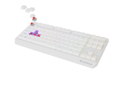 Tastatura gaming mecanica wireless Genesis Thor 230 TKL, iluminare RGB, 87 taste, 11 butoane multimedia, alb [1]