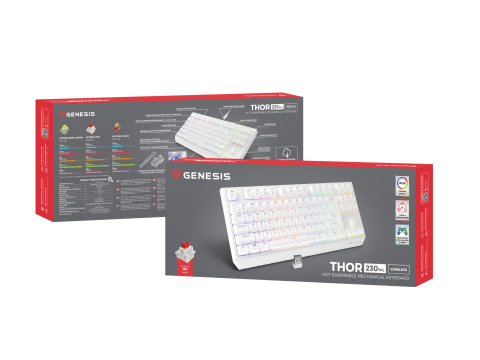 Tastatura gaming mecanica wireless Genesis Thor 230 TKL, iluminare RGB, 87 taste, 11 butoane multimedia, alb [17]