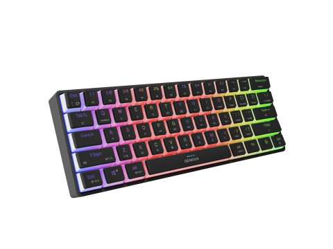 Tastatura gaming mecanica wireless Genesis Thor 660 G2 60% , iluminare RGB, switch-uri Brown, 61 taste, 13 butoane multimedia, negru [6]