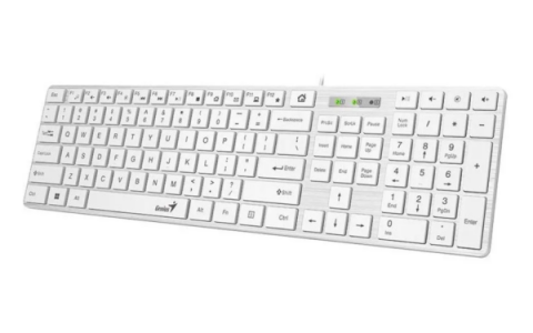 Tastaturi - Tastatura Genius SlimStar 126 cu fir, USB, multimedia, 104 taste + 12 taste multimedia, alb