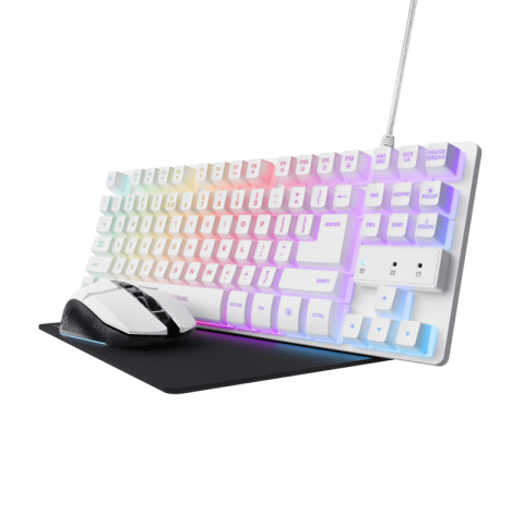 Tastaturi - Tastatura Mecanica Gaming Trust GXT 794W 3-in-1 Gaming Bundle, RGB, USB, Alb